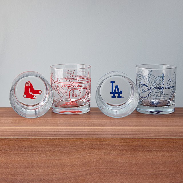 Baseball Park Map Glasses - Set of 2